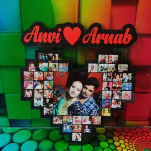 Customised Heart Name Cut out wooden Mosaic Frame
