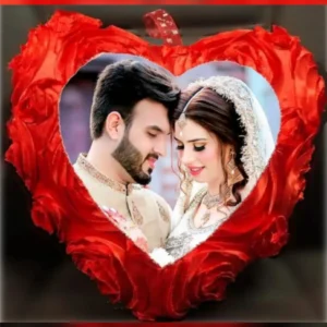 Personalised Rose Cushion Heart Shape