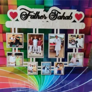 Personalized Father Sahab Wooden Cut out Photo Frame