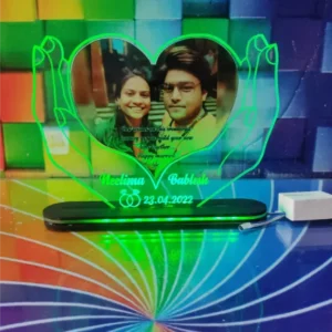 Customized Acrylic LED Table Lamp Heart on Hand