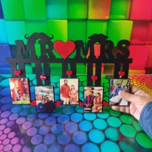 Personalized Mr & Mrs Wooden Cut out Photo Frame