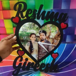 Customised Heart Shape Wooden Wall Clock