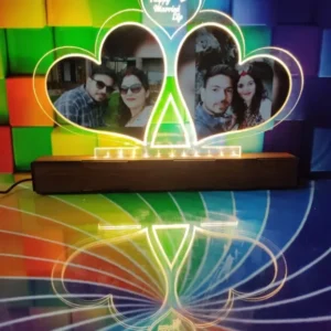 Personalised Couple Heart Shape Acrylic LED Table Lamp