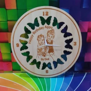 Personalised Wooden Wall Clock Round Shape