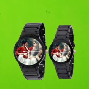 Personalised Couple Wrist Watch Black Colour