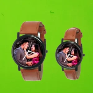 Personalised Couple Wrist Watch Brown Colour