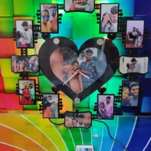 Personalised Heart Shape Glass Acrylic Wall Clock with LED Light