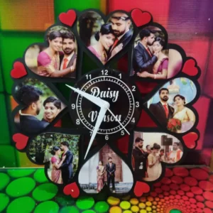 Customised Acrylic Wall Clock Round with Heart Shape