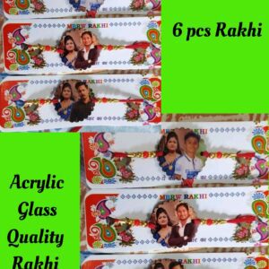 6 pcs Customised Glass Quality Acrylic Rakhi