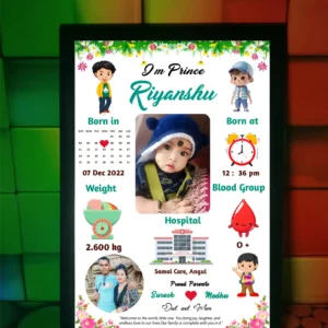 Personalized Baby Birth Frame with Name, Date & Photo | Newborn Gift | Custom Baby Frame India