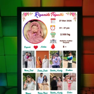 Instagram Style Personalized Baby Birth Frame with Photo and Details | Custom Newborn Gift India