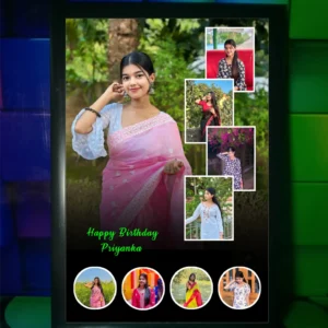 Custom 9 Photo Collage Frame with Name | Personalized Birthday and Anniversary Gift