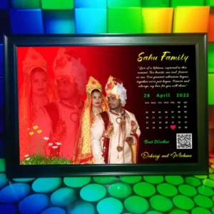 Couple Photo Frame with QR Code Video, Name, Date & Calendar | Personalized Romantic Gift for Anniversary & Birthday