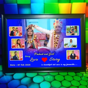 Couple Love Story 8 Photo Frame with Name and Date | Personalized Romantic Gift for Anniversary and Birthday