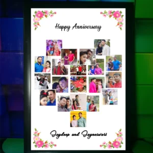 Heart Shape 20 Photo Collage Frame with Name | Personalized Romantic Gift for Birthday and Anniversary