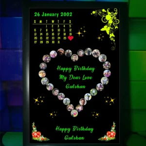 Heart Shape 27 Photo Frame with Name and Date | Personalized Romantic Gift for Anniversary and Birthday