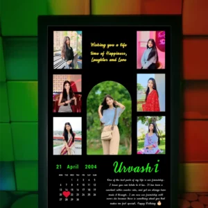 7 Photo Collage Frame with Name and Calendar | Unique Gift for Birthday and Anniversary