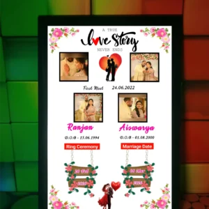 Love Story Photo Frame with Photos, Name and Love Date | Personalized Romantic Gift for Anniversary and Birthday