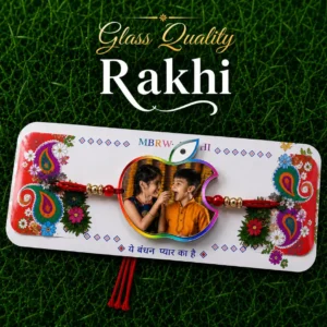 Personalized Apple Shape Rakhi with Name | Custom Raksha Bandhan Rakhi
